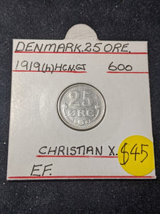 Denmark 1919 (h) HCN; GJ 25 Ore KM# 815.2