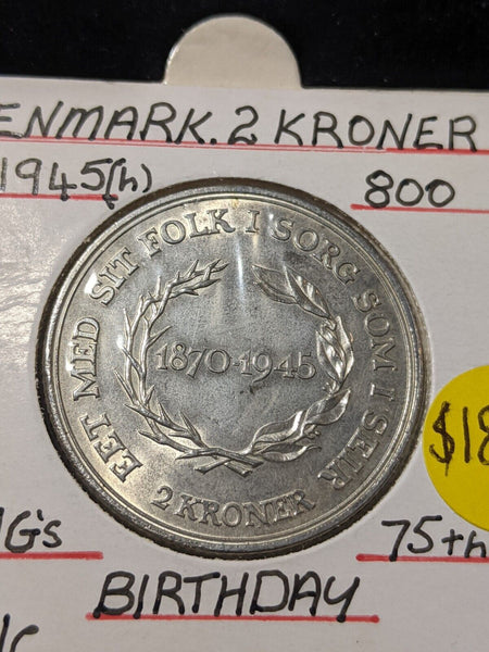 Denmark 1945 (h) N; S 2 Kroner KM# 836