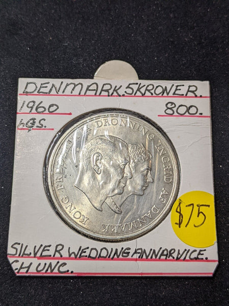 Denmark 1960 (h) C; S 5 Kroner KM# 852