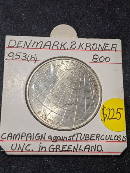 Denmark 1953 (h) N; S 2 Kroner KM# 844