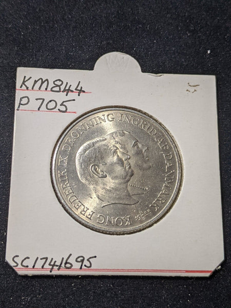 Denmark 1953 (h) N; S 2 Kroner KM# 844