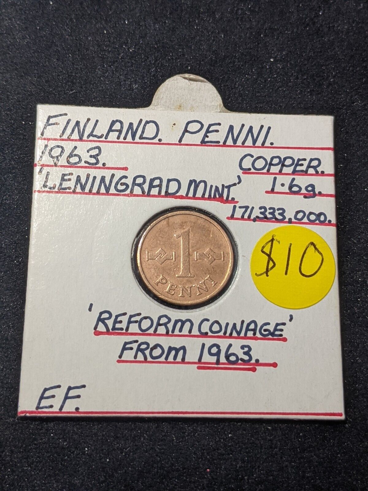 Finland 1963 Struck at Leningrad Mint Penni KM# 44
