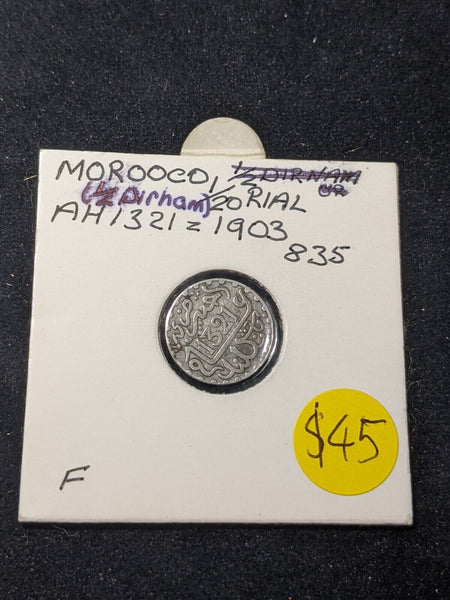 Morocco 1903 1321 1/20 Rial Y# 18.1