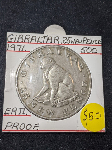 Gibraltar Proof 1971 25 New Pence KM# 5a