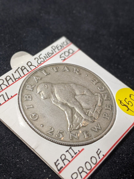 Gibraltar Proof 1971 25 New Pence KM# 5a