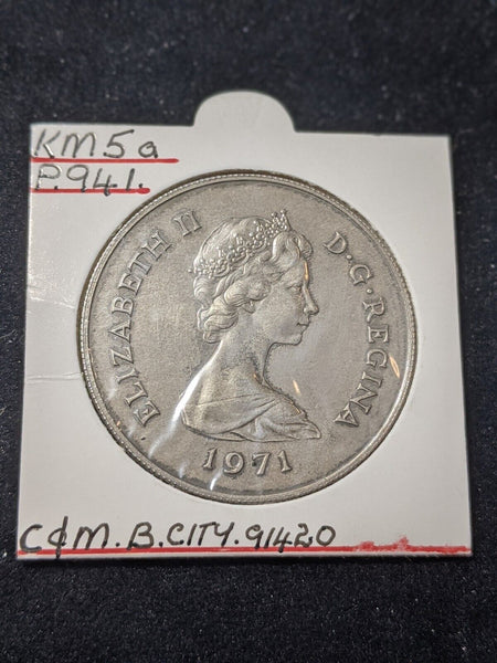 Gibraltar Proof 1971 25 New Pence KM# 5a