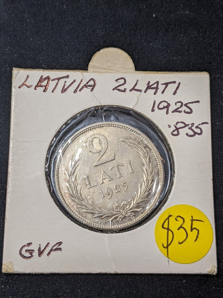 Latvia 1925 2 Lati KM# 8