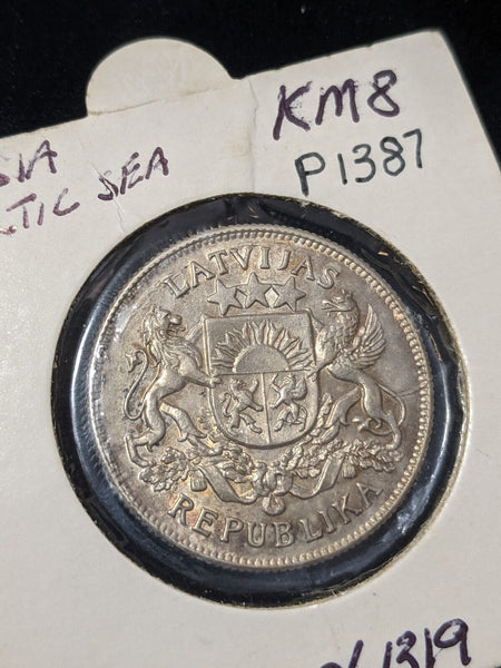 Latvia 1925 2 Lati KM# 8