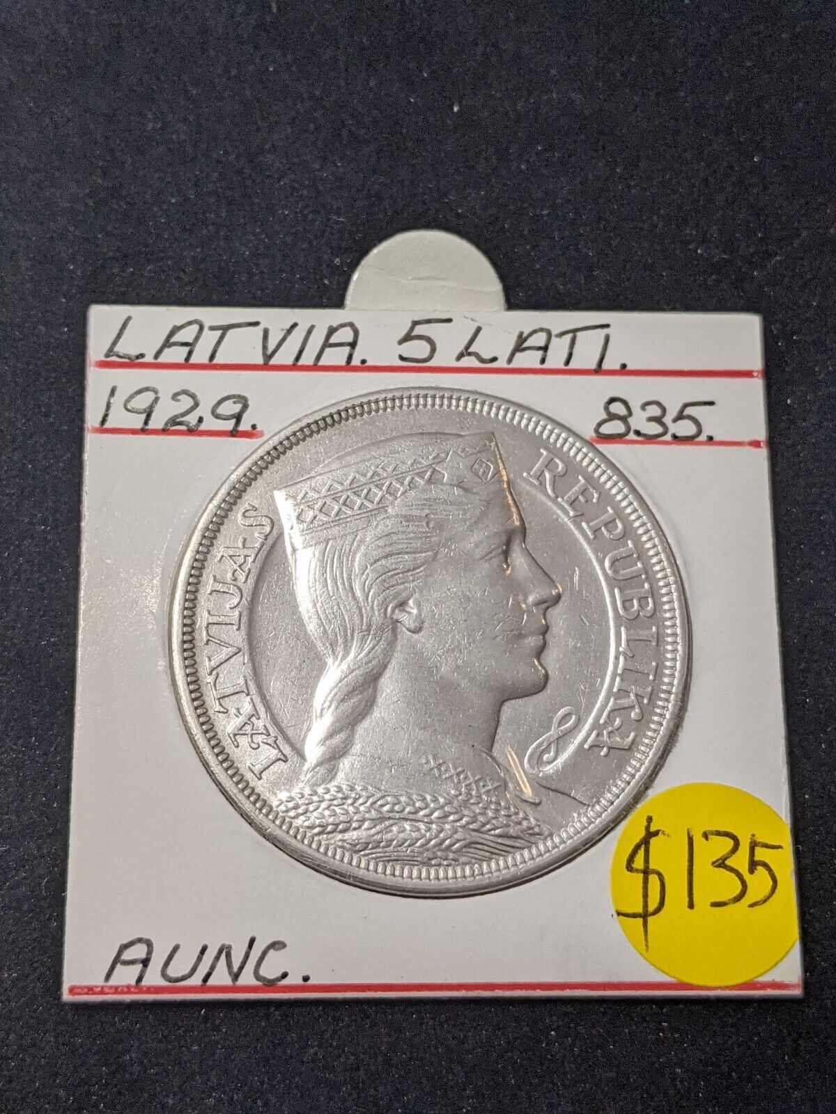 Latvia 1929 5 Lati KM# 9