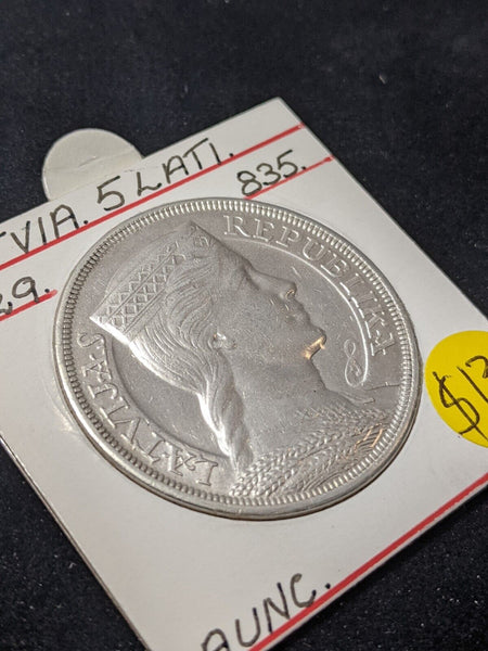 Latvia 1929 5 Lati KM# 9