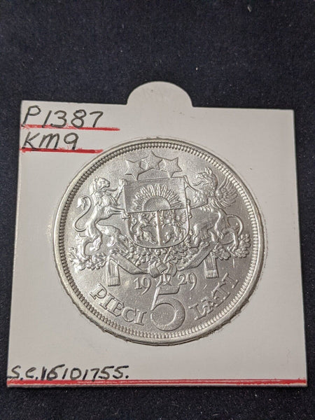 Latvia 1929 5 Lati KM# 9