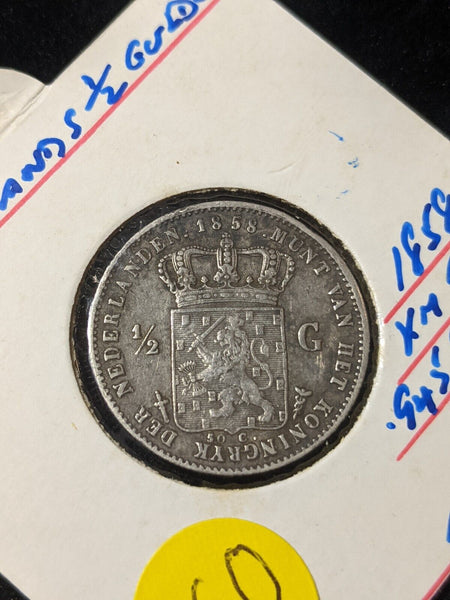 Netherlands 1858 1/2 Gulden KM# 92 Rim Damage