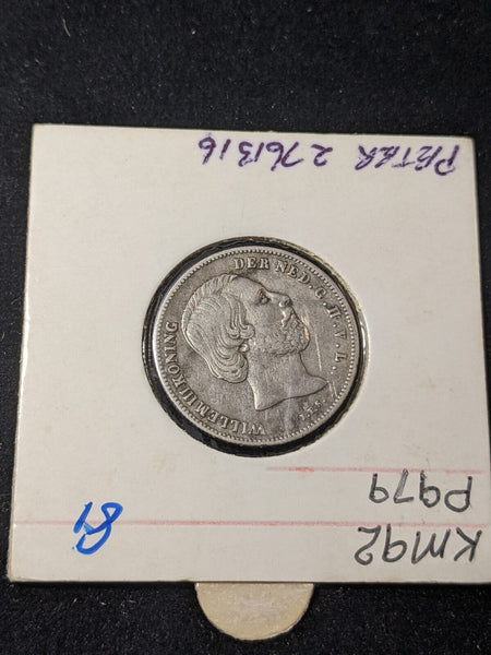Netherlands 1858 1/2 Gulden KM# 92 Rim Damage