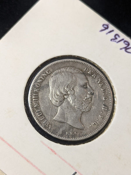 Netherlands 1858 1/2 Gulden KM# 92 Rim Damage