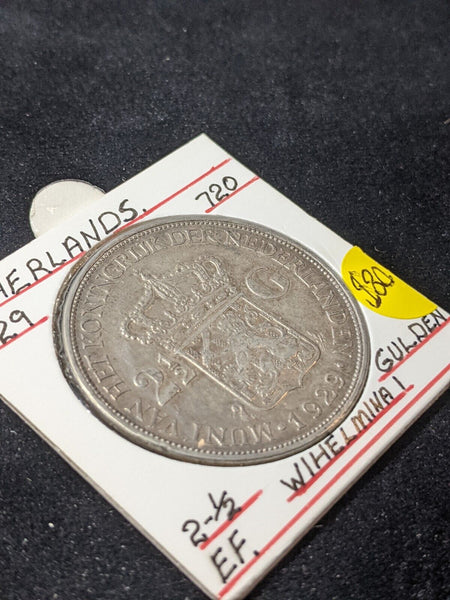 Netherlands 1929 2-1/2 Gulden KM# 165