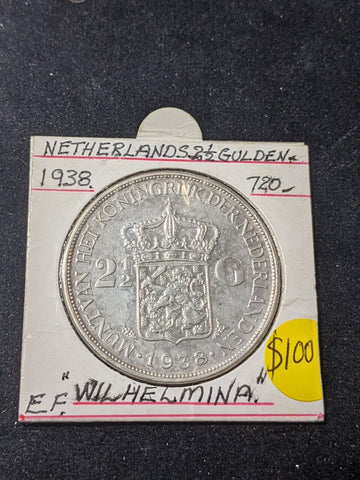 Netherlands 1938 2-1/2 Gulden KM# 165