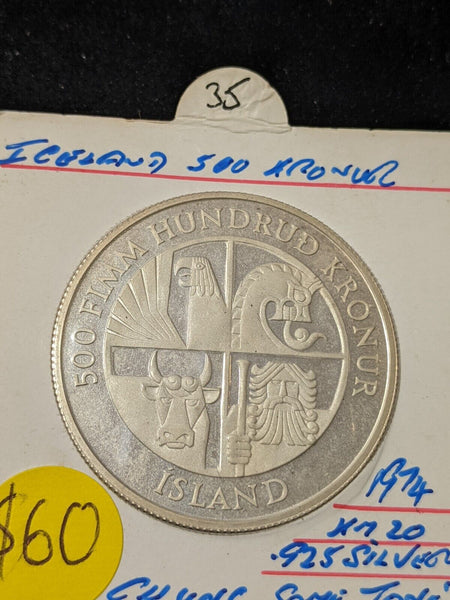 Iceland 1974 500 Kronur KM# 20