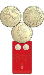 Lunar Series Year of the Horse 2026 $1 Unc Two Coin Set