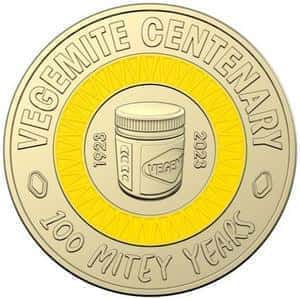 2023 $2 Vegemite Yellow Two Dollar Coloured Coin - Circulated