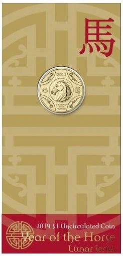 2014 1 Dollar Uncirculated Coin Lunar Year of the Horse