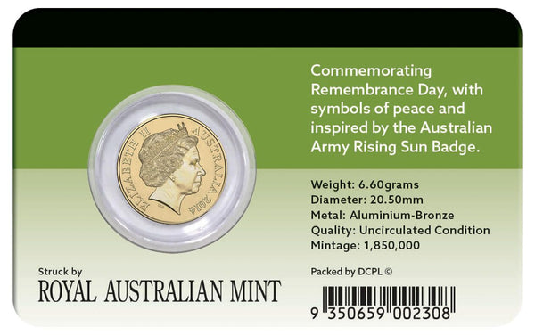 2014 $2 - Remembrance Day Peace Dove - Al-Br Coin Pack