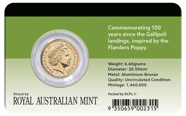 2015 $2 Lest We Forget - Gallipoli UNC Coin Pack