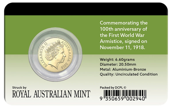 2018 $2 Remembrance Day - Armistice UNC Coin Pack