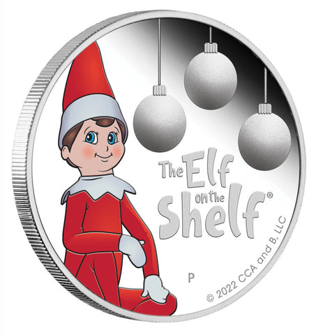 Tuvalu 2022 1/2oz Silver Proof Coloured Coin - Elf on The Shelf