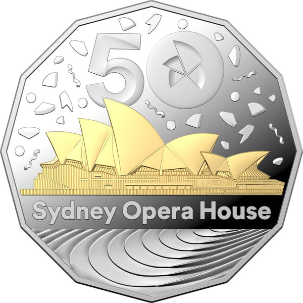2023 50c Silver Selectively Gold-Plated Proof Coin – 50th Anniversary of the Sydney Opera House