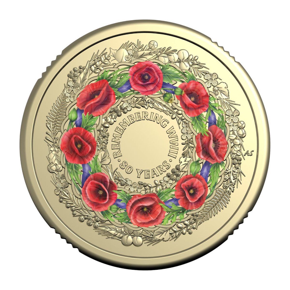 2025 Australia $2 Two Dollar Coin 80th Anniversary of WWII Poppy Wreat ...