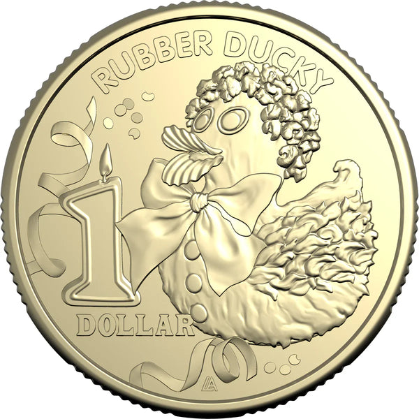 AWW Birthday Cake Rubber Ducky 2025 $1 Uncirculated Coin in Card