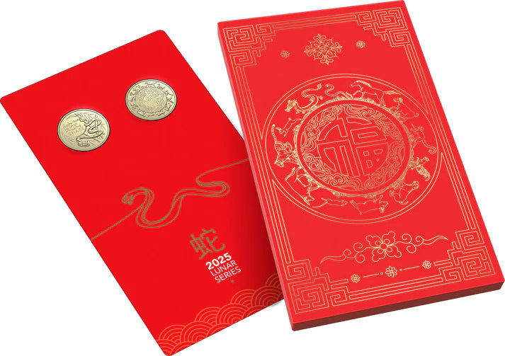 Lunar Series Year of the Snake 2025 $1 Uncirculated 2 Coin Set