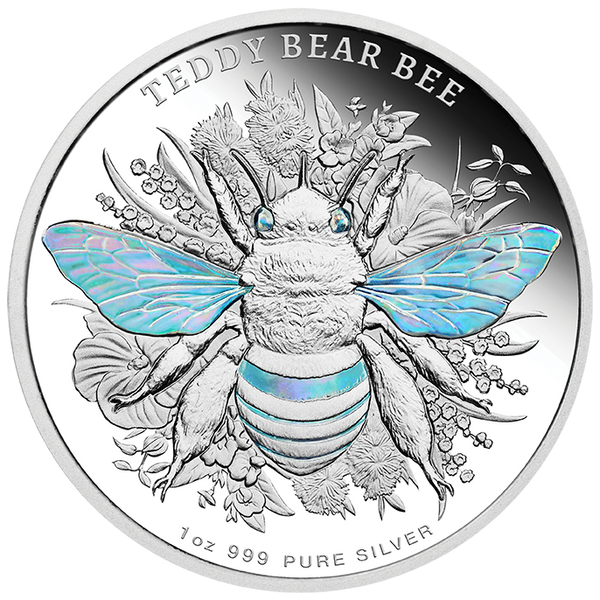 2026 Australian Native Bees - Teddy Bear Bee 1oz Silver Proof Hologram Coin