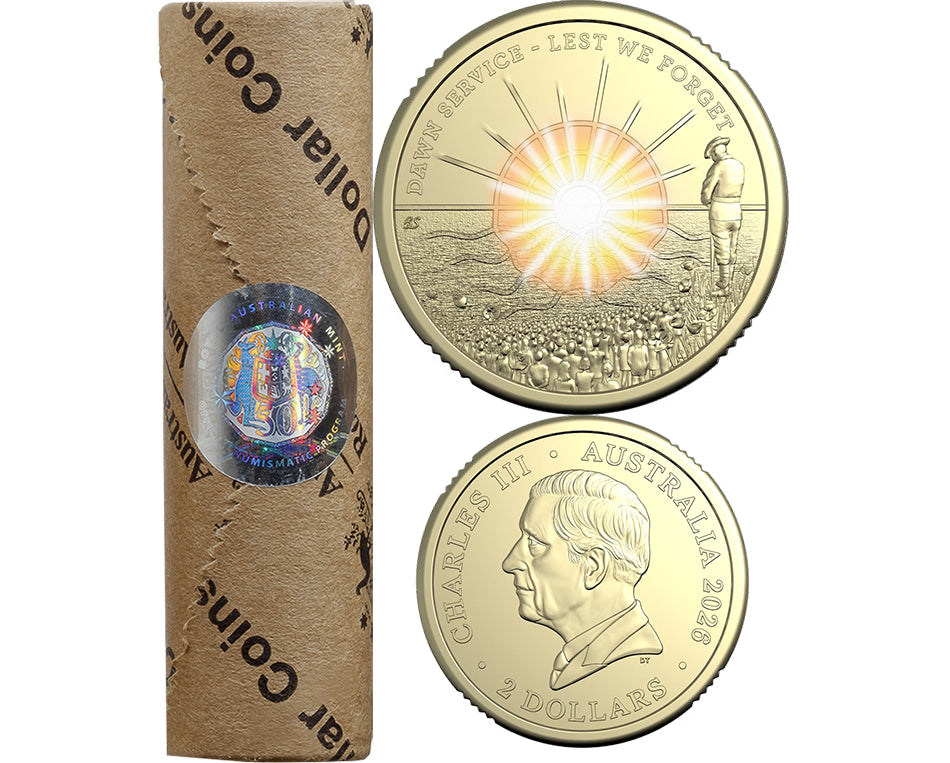 2026 Dawn Service $2 Colour 25-Coin Heads/Tails RAM Mint Roll – Aussie ...