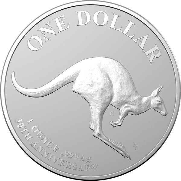 2023 $1 30th Anniversary of the Kangaroo Series – Mob of Thirty 1oz Fine Silver 'C' Mintmark Frosted Uncirculated Coin