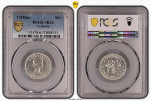 1958 M Proof Shilling 1/- Australia PCGS PR64 GEM UNC #3582