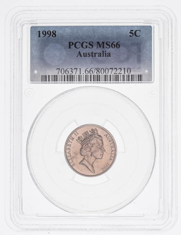 1998 Five Cent 5c Australia PCGS MS66 GEM UNC #3591