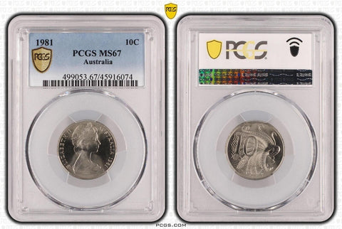 1981 Ten Cent 10c Australia PCGS MS67 FDC GEM UNC #3599