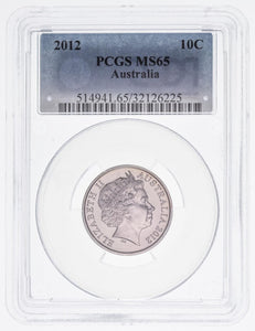 2012 Ten Cent 10c Australia PCGS MS65 GEM UNC #3610