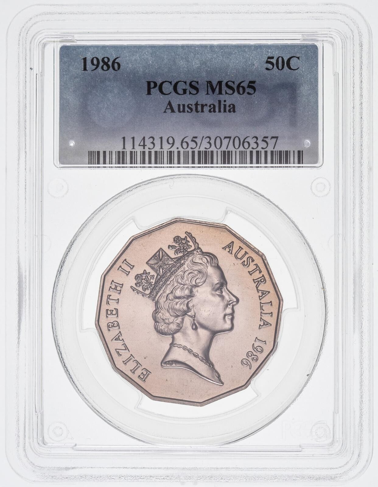 1986 Fifty Cent 50c Australia PCGS MS65 GEM UNC #3645
