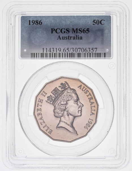 1986 Fifty Cent 50c Australia PCGS MS65 GEM UNC #3645