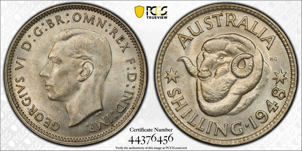 1948 m Shilling 1/- Australia PCGS MS63 Choice UNC #3896