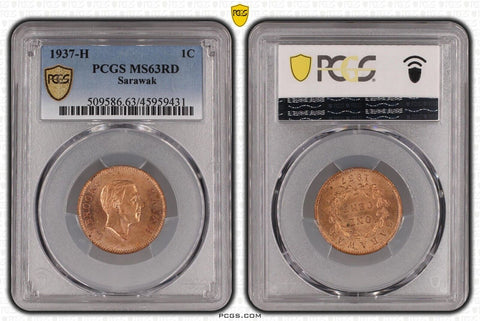 Sarawak 1937 H One Cent 1c KM# 18 PCGS MS63RD CHOICE UNC #3901