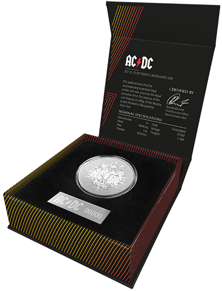 2021 $1 1oz Silver Frosted Uncirculated Coin - AC/DC