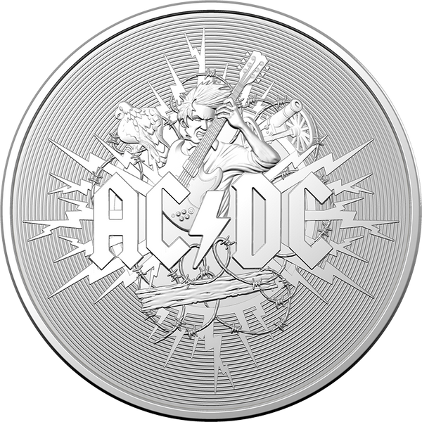 2021 $1 1oz Silver Frosted Uncirculated Coin - AC/DC