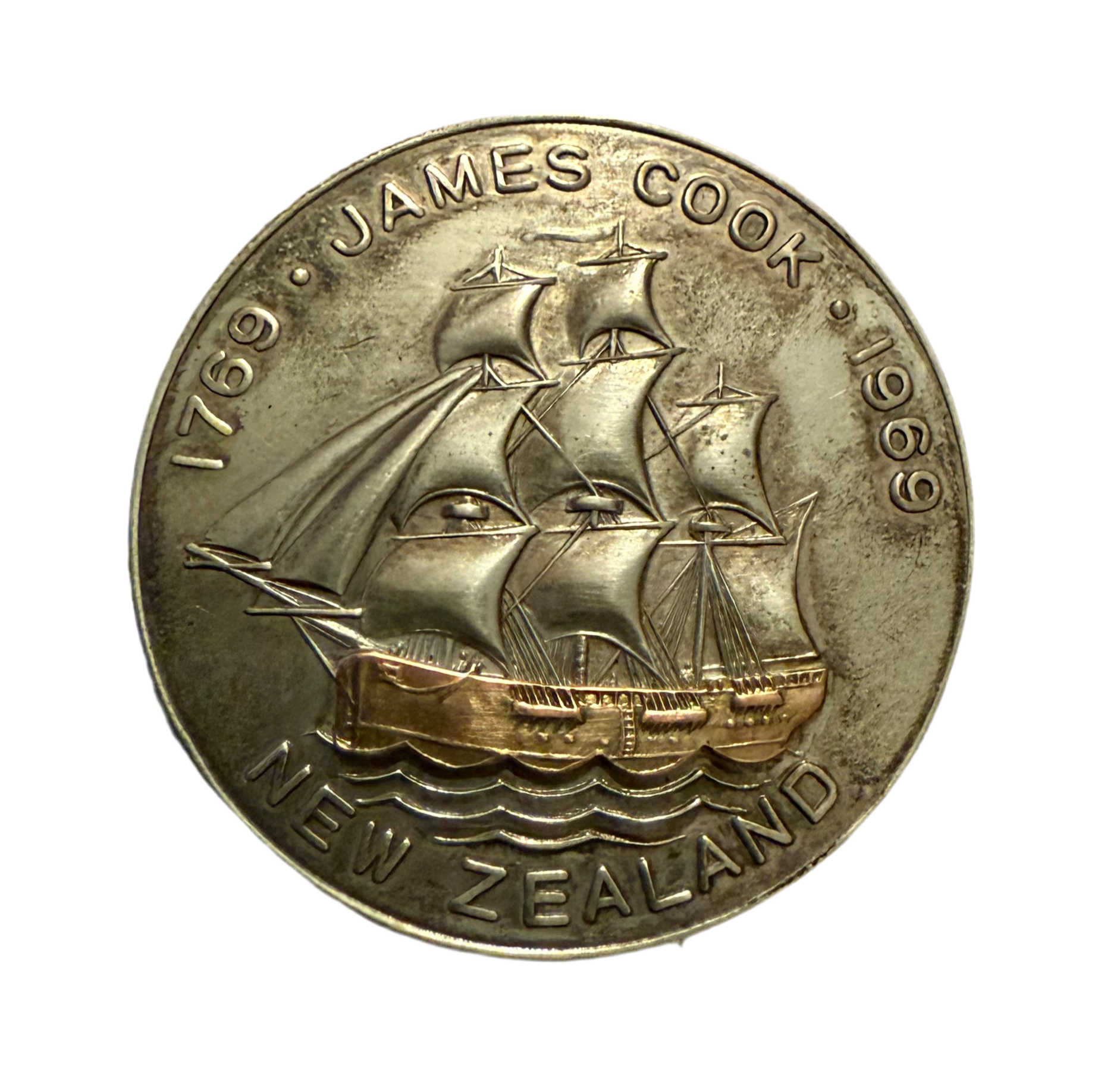 New Zealand Medallion 1969 Captain Cook Bi-Centenary Silver & Gold Unc