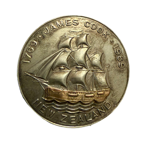 New Zealand Medallion 1969 Captain Cook Bi-Centenary Silver & Gold Unc