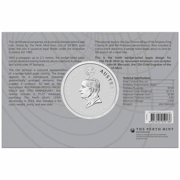 Australia Wedge-Tailed Eagle 10th Anniversary 2024 $2 Colour 2oz Silver Brillian