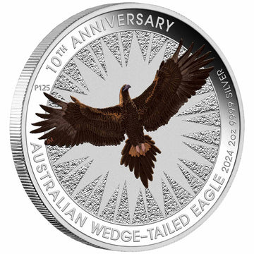 Australia Wedge-Tailed Eagle 10th Anniversary 2024 $2 Colour 2oz Silver Brillian
