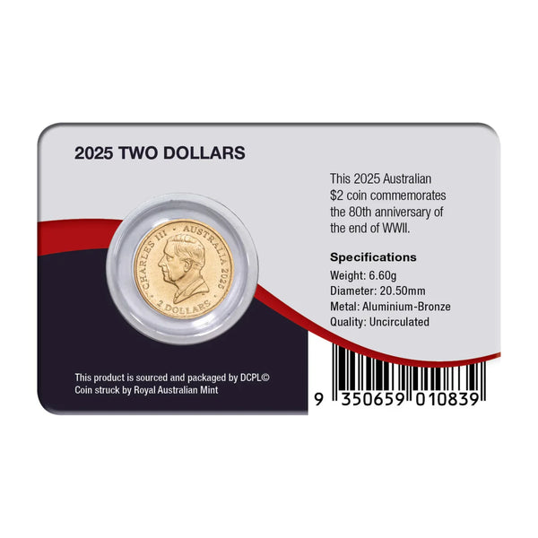 Australia WWII 80th Anniversary Poppy Wreath 2025 $2 Colour Aluminium-Bronze Uncirculated Coin Pack